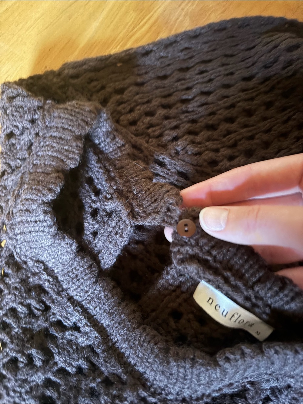 Neuflora Open-Knit Espresso Women’s Sweater - Picture 3 of 5